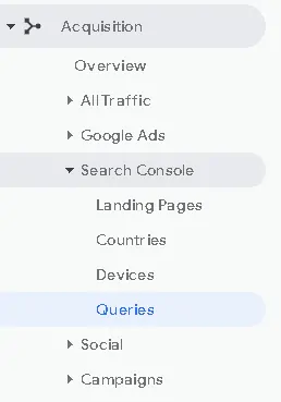Google analytics menu path