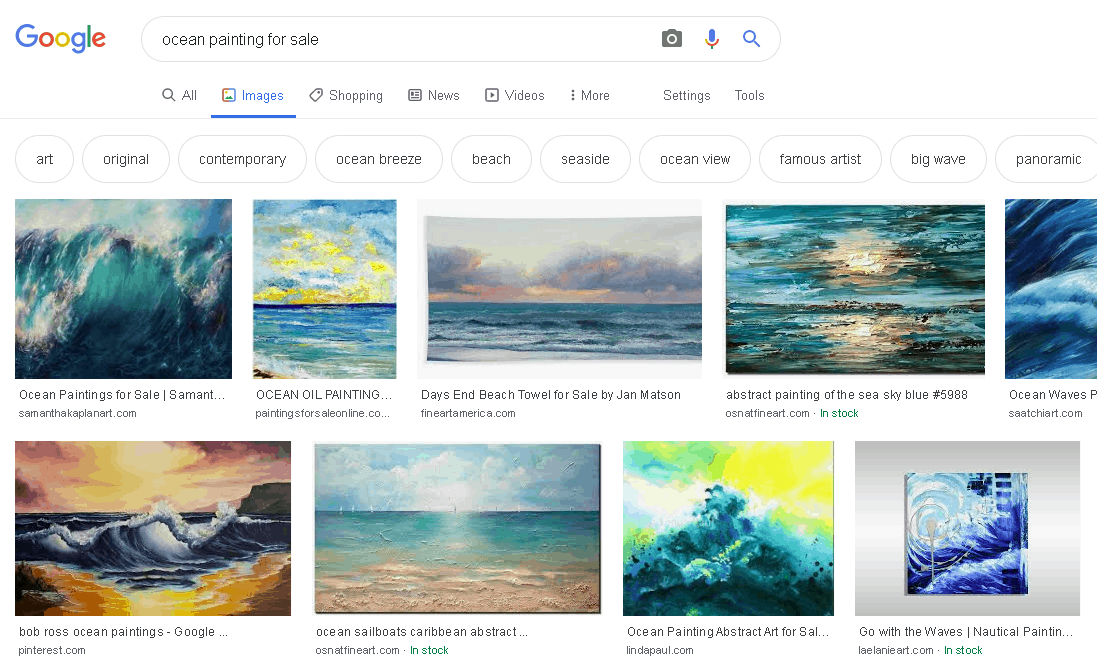 Google results ocean painting for sale