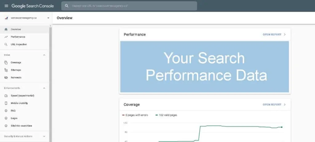 Google search console overview page