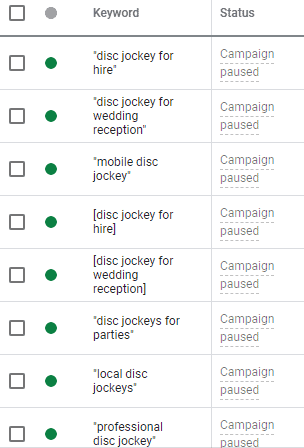 Long list of phrase and exact match keywords