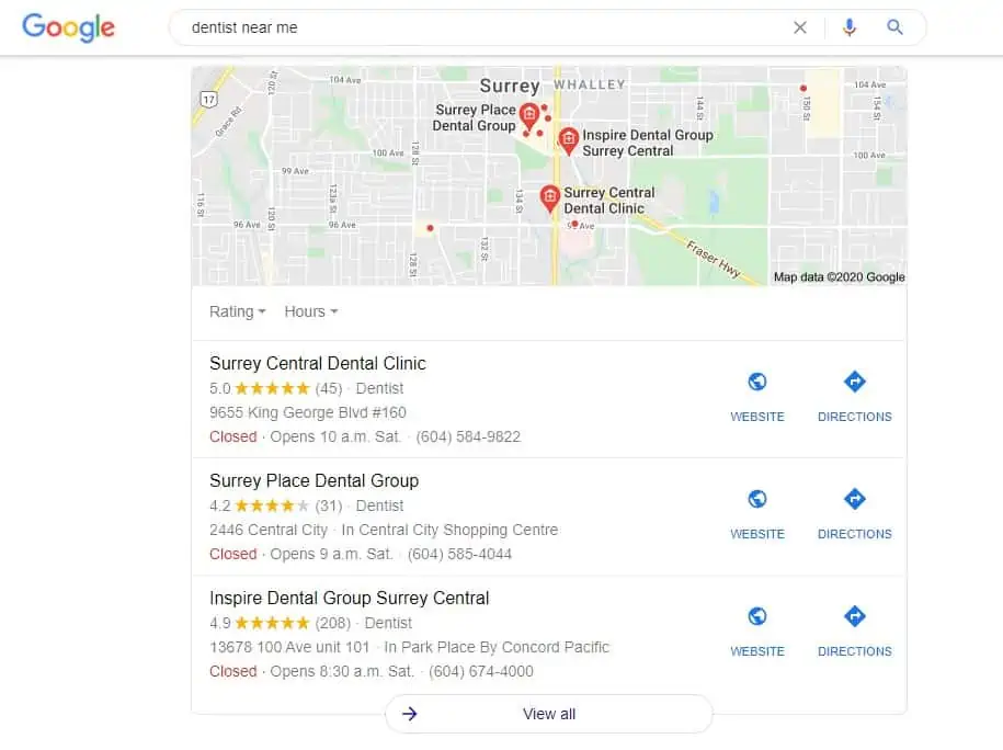 Google my business listings